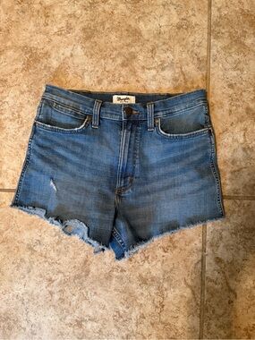 Wrangler Distressed High-Rise Cutoff Denim Shorts - Blue